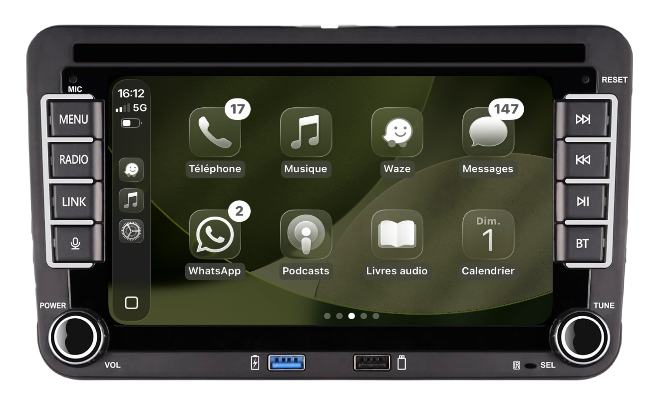 Autoradio Android Carlinko™ – CarPlay Sans Fil pour Volkswagen & Skoda