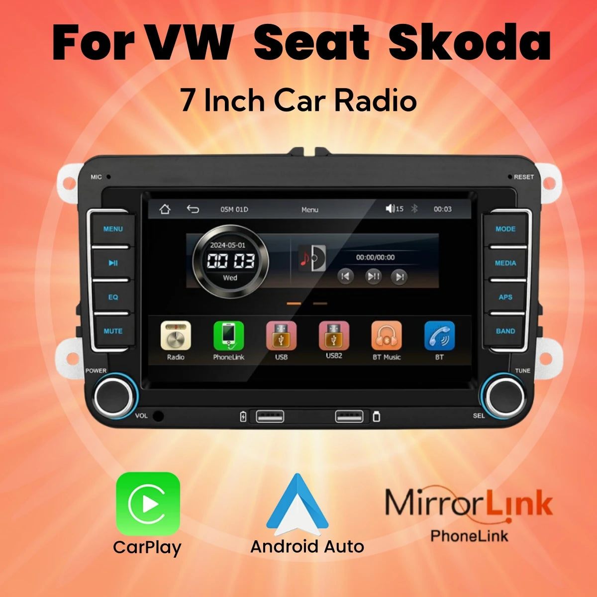 Autoradio Android Carlinko™ – CarPlay Sans Fil pour Volkswagen & Skoda